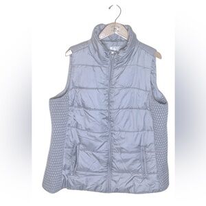 Liz Claiborne Puff Vest Full Zip Blue Gray Womens Size 1X Lightweight Pockets